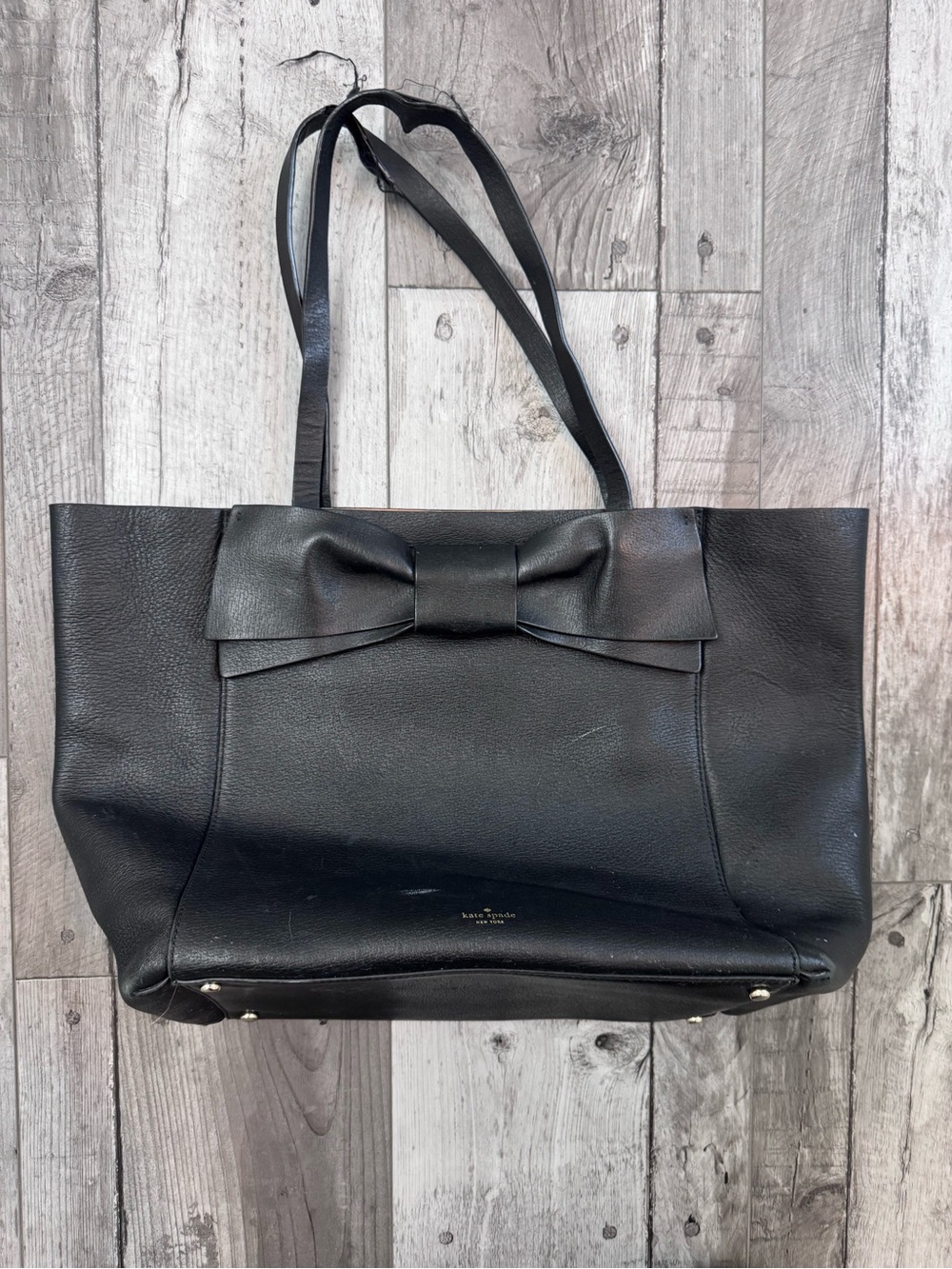 Kate Spade Black Leather Bow Tote Olive Drive Satchel Bag READ